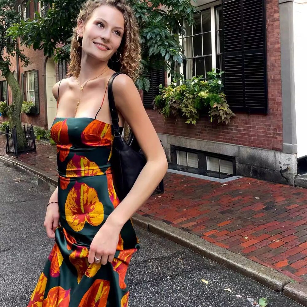 SALE! Reformation Frankie Silk Dress in Daiquiri - Picture 2 of 11